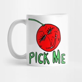 “Pick Me” Cartoon Anthropomorphic Cherry by Kenneth Joyner Mug